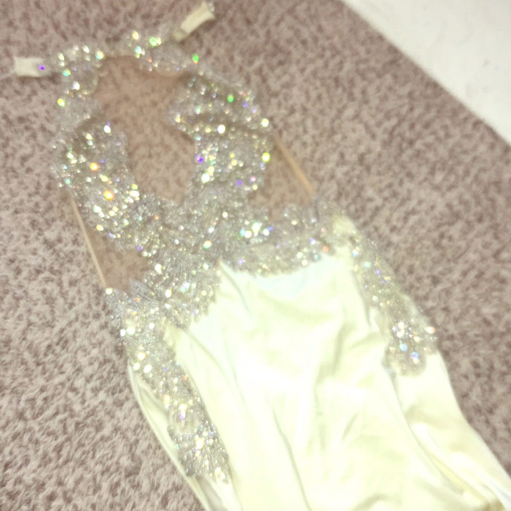 Handcrafted bedazzled ivory dress